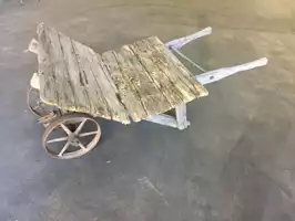 Image of Antique Slat Board Wheel Barrow