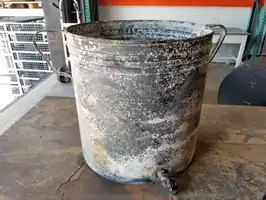 Image of Aged Metal Bucket W/ Handles And Spout