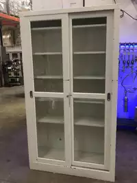 Image of Metal Bookshelf With Glass Doors