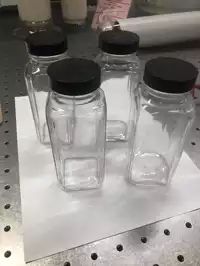 Image of Square Glass Lab Bottle W/ Black Lid