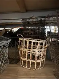 Image of White Aged Metal Basket