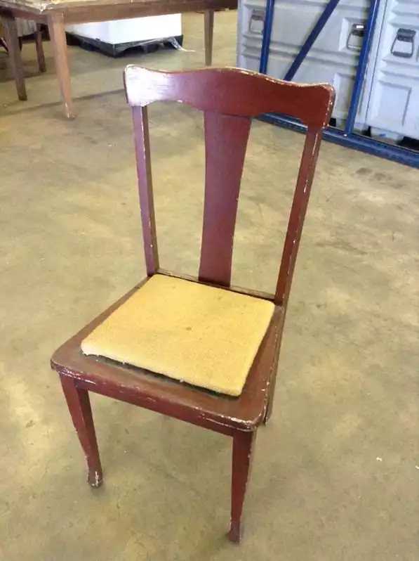Image of Burlap Upholstered Burgundy Chair