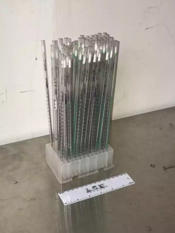 Image of Rack Of Glass Measuring Pipettes
