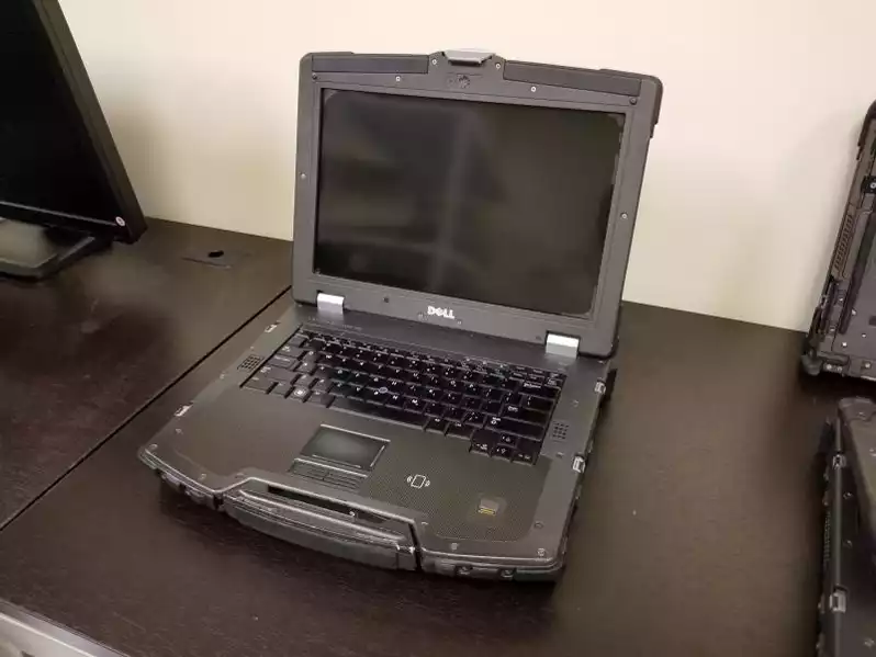 Image of Black Dell Tough Book Laptop