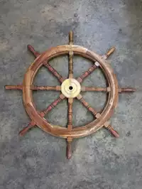 Image of Large Wood Ship / Boat Wheel