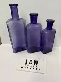 Image of Set Of 3 Purple Amethyst Glass