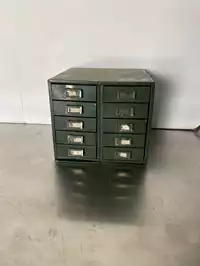 Image of Vintage Green Metal Parts Bin