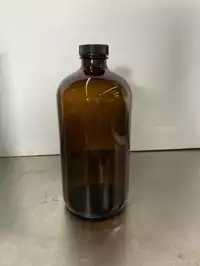 Image of 16oz Amber Glass Bottle With Black Top