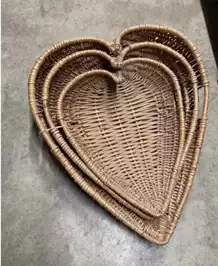 Image of Heart Shaped Wicker Basket Set