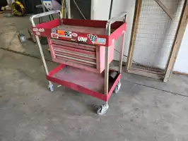 Image of Red Tool Cart With Sticker