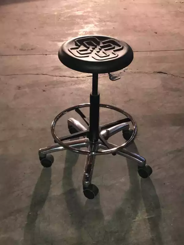 Image of Black Rubber Rolling Lab Stool