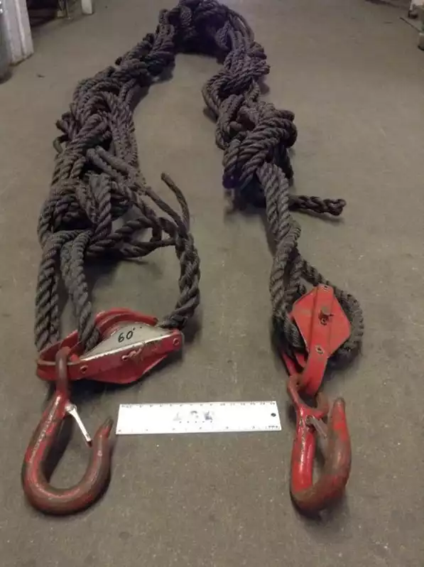 Image of Black Braided Rope With Snatch Block