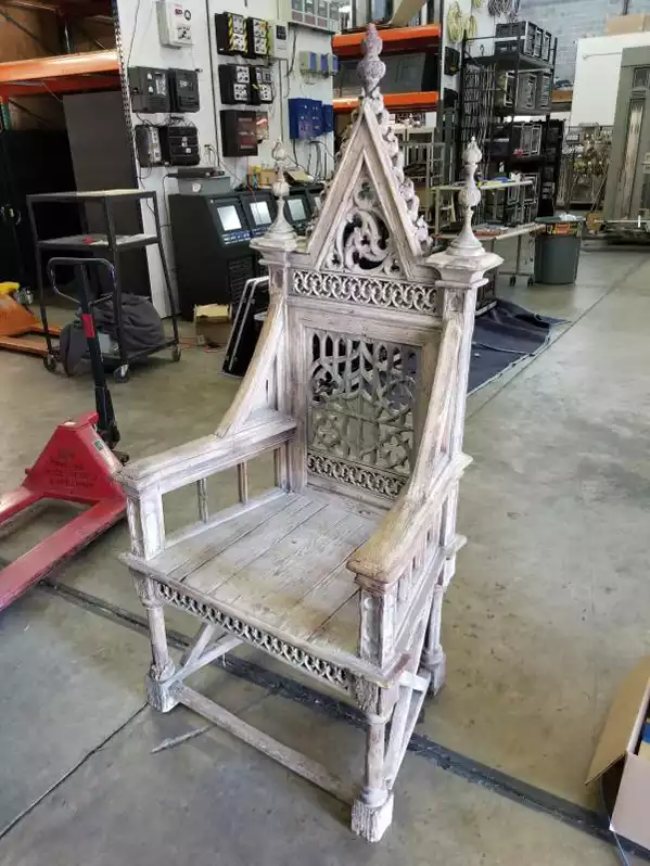 Image of Antique Ornate Wood Throne