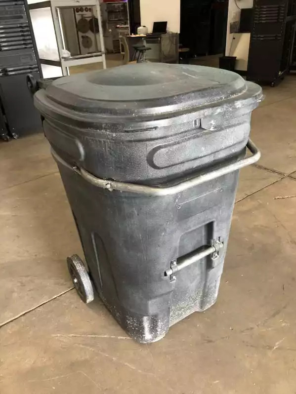 Image of Large Black Rolling Trash Can
