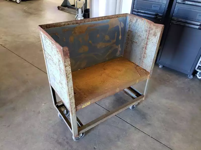 Image of Rolling Rusty Metal Cart W/ Sides
