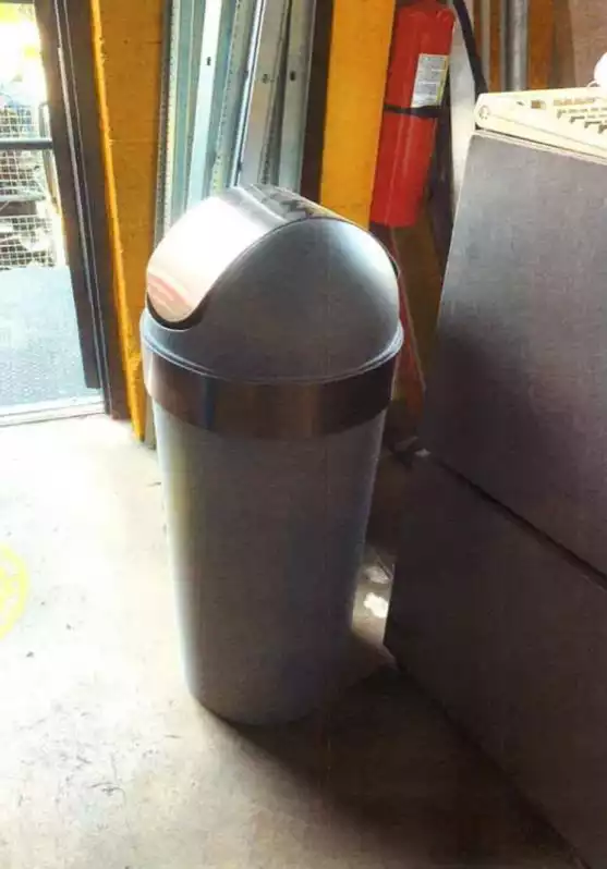 Image of Round Plastic Trash Bin With Lid