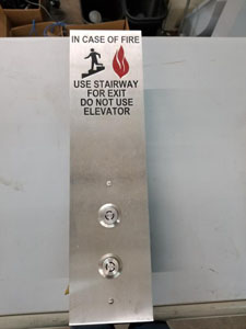 Image of 'Incase Of Fire' Ss Elevator Call Button