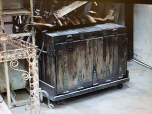 Image of Antique Rolling Wooden Chest